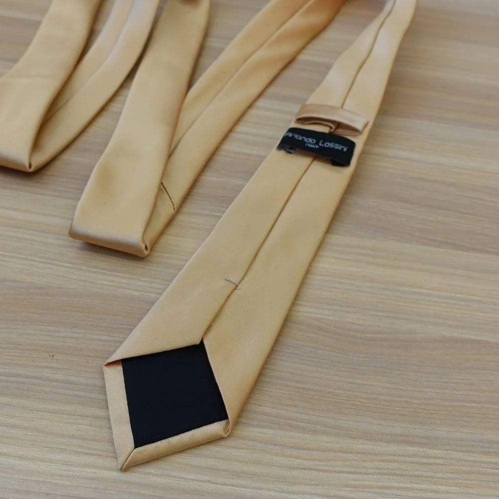 Italian Champagne Gold Neck Tie Mens Skinny Solid Formal Wedding ARLANDO ARSINI